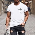 thumbnail image 6 of Hfnxid Men's Short Sleeve Shirt Cross Print Lightweight T Shirt Crewneck Breathable Athletic Tee Shirts Summer Slim Fit Going Out Vacation Shirt White XL, 6 of 6