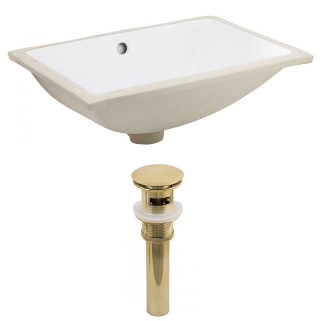 18.25-in. W CUPC Rectangle Bathroom Undermount Sink Set In White - Gold Hardware - Overflow Drain Incl. AI-24831