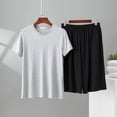 thumbnail image 2 of BaoFuBaoMei Pajamas for Men 2 Piece Set Big and Tall Crew Neck Lounge Sets Short Sleeve Top and Shorts Sleepwear Sets Comfy Soft Loungewear with Pockets, 2 of 5