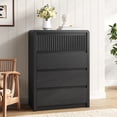 thumbnail image 2 of ASTUVIA 4 Drawers Dresser for Bedroom, 40" Tall Chest of Drawers with Curved Profile Design, Mid Century Fluted Storage Dressers Organizer,Black, 2 of 9