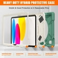 thumbnail image 2 of Elehold Hybrid Heavy Duty Rugged  Case Compatible with iPad 10th Gen 10.9" (2022) with 360 Rotating Hand Strap/Shoulder/Kickstand Strap Shockproof Double Protection Case Cover  - Darkgreen, 2 of 9