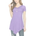 thumbnail image 4 of Made by Johnny Women's V-Neck Asymmetrical Tunic Top L LILAC, 4 of 6