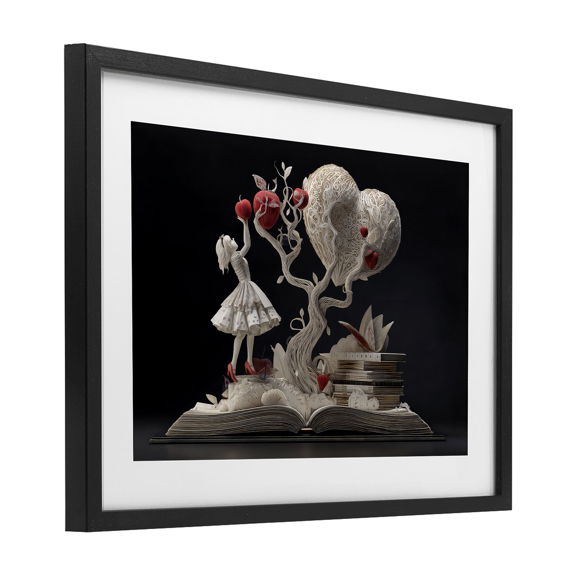 Stupell Industries Paper Sculpture Style Fairytale Black Framed Print Under Glass, design by The Wands Want