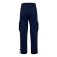 thumbnail image 4 of Caqnni Mens Cargo Pants Casual Drawstring Joggers Cotton Work Sweatpants Outdoor Trousers (Navy,XL), 4 of 7