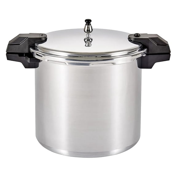 - 7114000221 92122A Polished Aluminum 5 / 10 / 15-PSI Pressure Cooker / Canner Cookware, 22-Quart, Silver