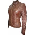 thumbnail image 2 of HOT Women's Genuine Brown Lambskin Real Leather Jacket Stylish Biker Coat W480, 2 of 4