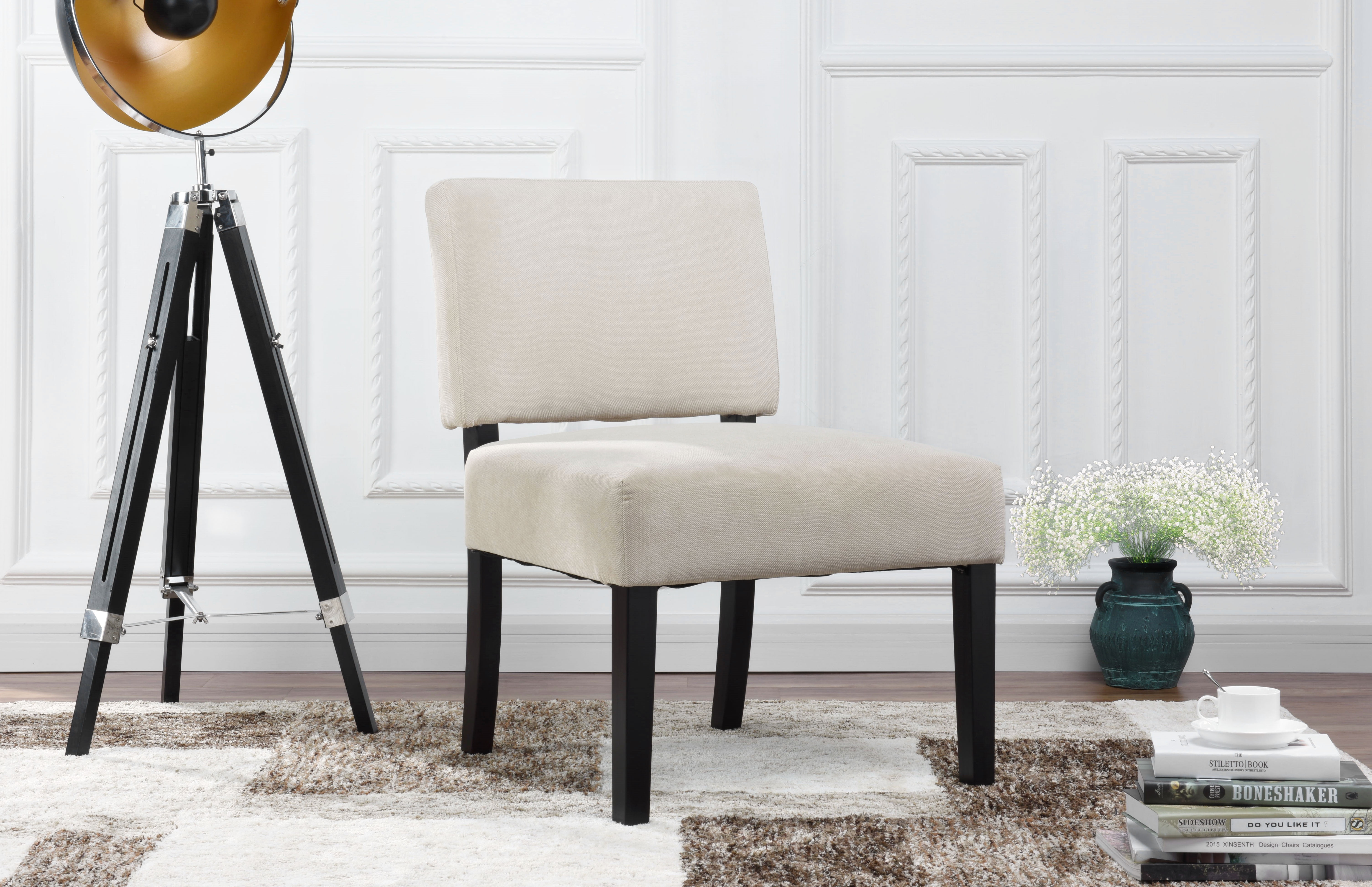 Modern Sleek Linen Fabric Accent Living Room Chair
