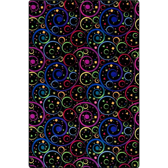 Joy Carpets Neon Lights Fun and Games 4' x 6' Area Rug in Color Fluorescent