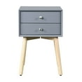 thumbnail image 4 of Gray Side Table with 2 Drawers - Modern Nightstand with Rubber Wood Legs - Bedroom & Living Room Storage Cabinet, 4 of 8