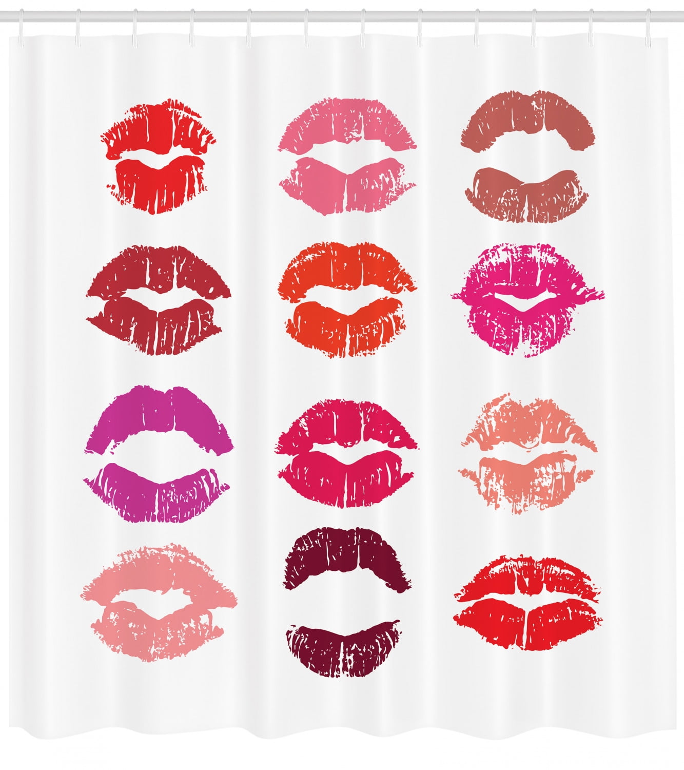 Lips Shower Curtain, Assortment of Colorful Qualitative Trace of