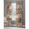 thumbnail image 4 of Country Star Brown Sheer Curtains 96 Inch Length 2 Panels Set Window Treatments, Farmhouse Vintage Plants Wooden Rod Pocket Semi Curtains for Living Room/Bedroom/Kitchen Décor, 104"W x 96"L, 4 of 7