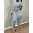 thumbnail image 4 of Women’s 2 Piece Lounge Set Casual Round Neck Long Sleeve T-Shirt and Pants Matching Outfit Clean Girl Aesthetic Spring Fall Daily Wear, 4 of 6