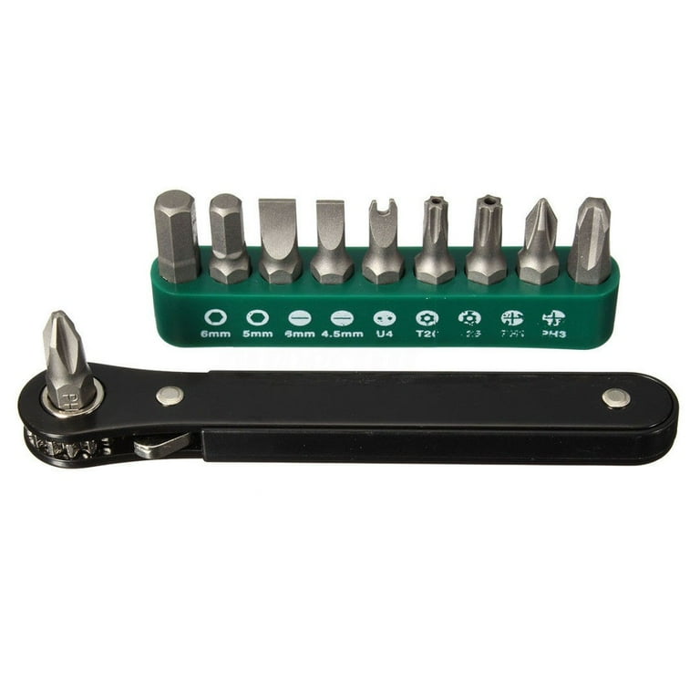 10 in 1 Mini Right Angle Offset Hand Ratchet Screwdriver Set