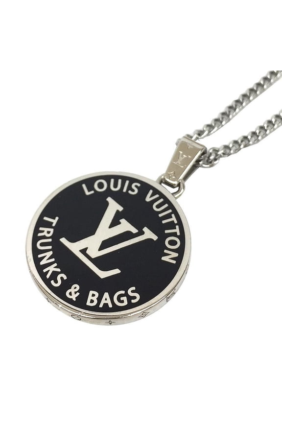Pre-Owned Louis Vuitton Collier LV Award Necklace M00911, Silver and Black Medallion... (Good)