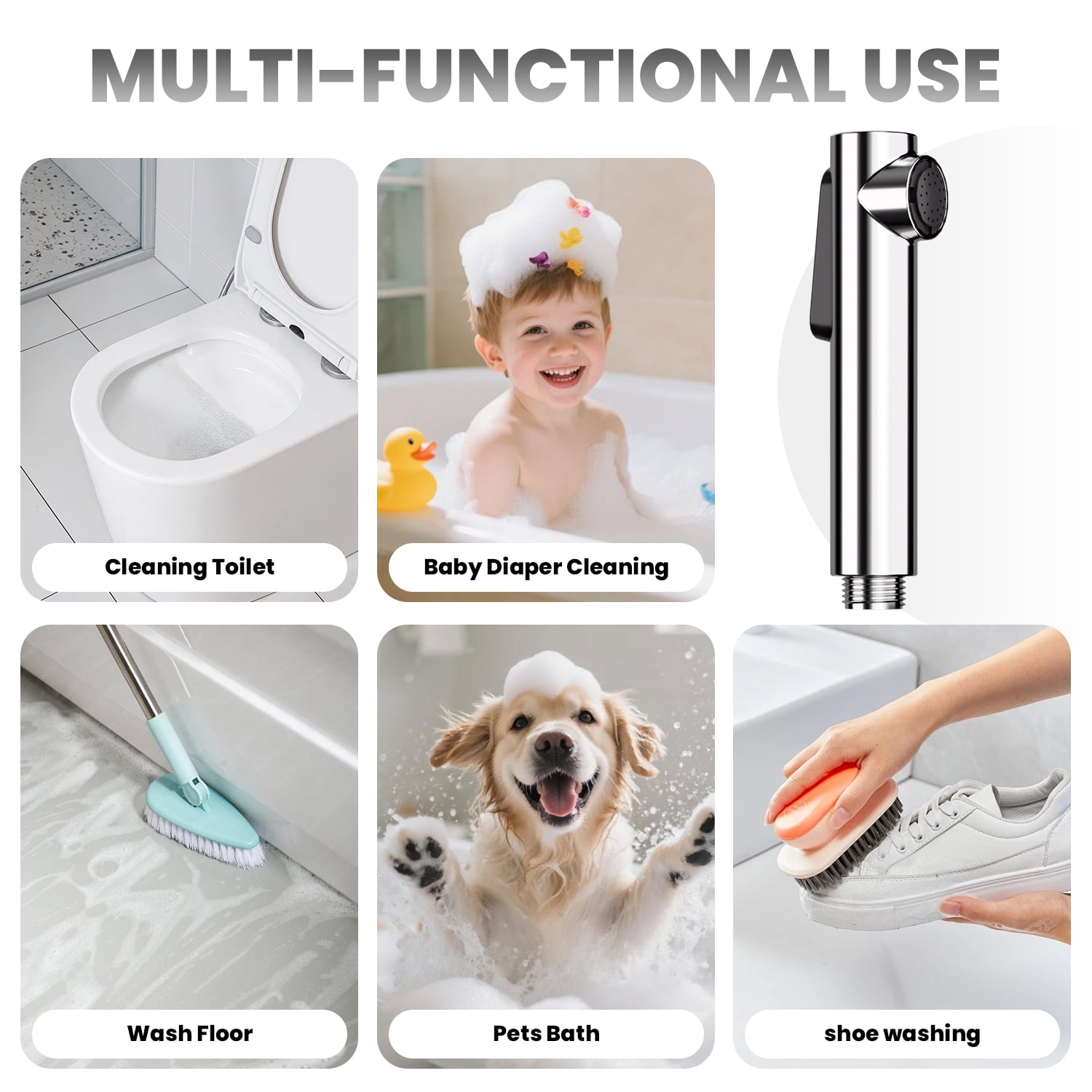 Handheld Bidet Sprayer Kit for Toilet, Heavy Duty Stainless Steel Hose with Dual Mount Holder