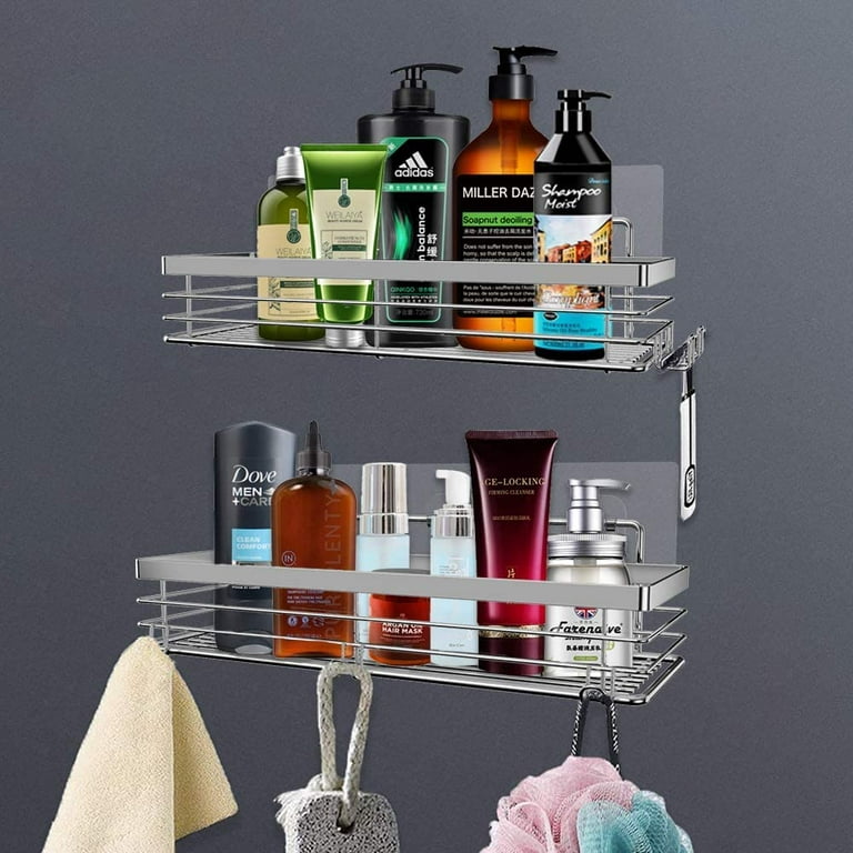 ODesign Adhesive Shower Caddy Basket Shelf with Hooks for Shampoo Razor  Soap Dish Holder Kitchen Bathroom Apartment Home Organizer No Drilling Wall  Mounted Stainless Steel Rustproof - 3 Pack - Yahoo Shopping