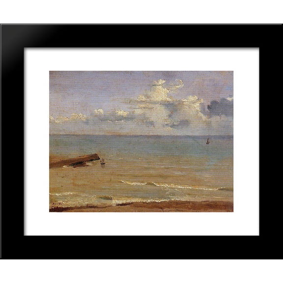 Dieppe End of a Pier and the Sea 20x24 Framed Art Print by Camille Corot