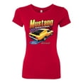 thumbnail image 2 of Wild Bobby Ford Yellow Mustang Horsepower Cars and Trucks Women Slim Fit Junior Tee, Red, Small, 2 of 6