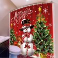 thumbnail image 3 of Newhomestyle Christmas Snowman Shower Curtain Fabric Red Xmas Tree and Deer Shower Curtain for Holiday Decorations Polyester Bath Curtain with 12 Hooks, 72x72 inches, 3 of 6
