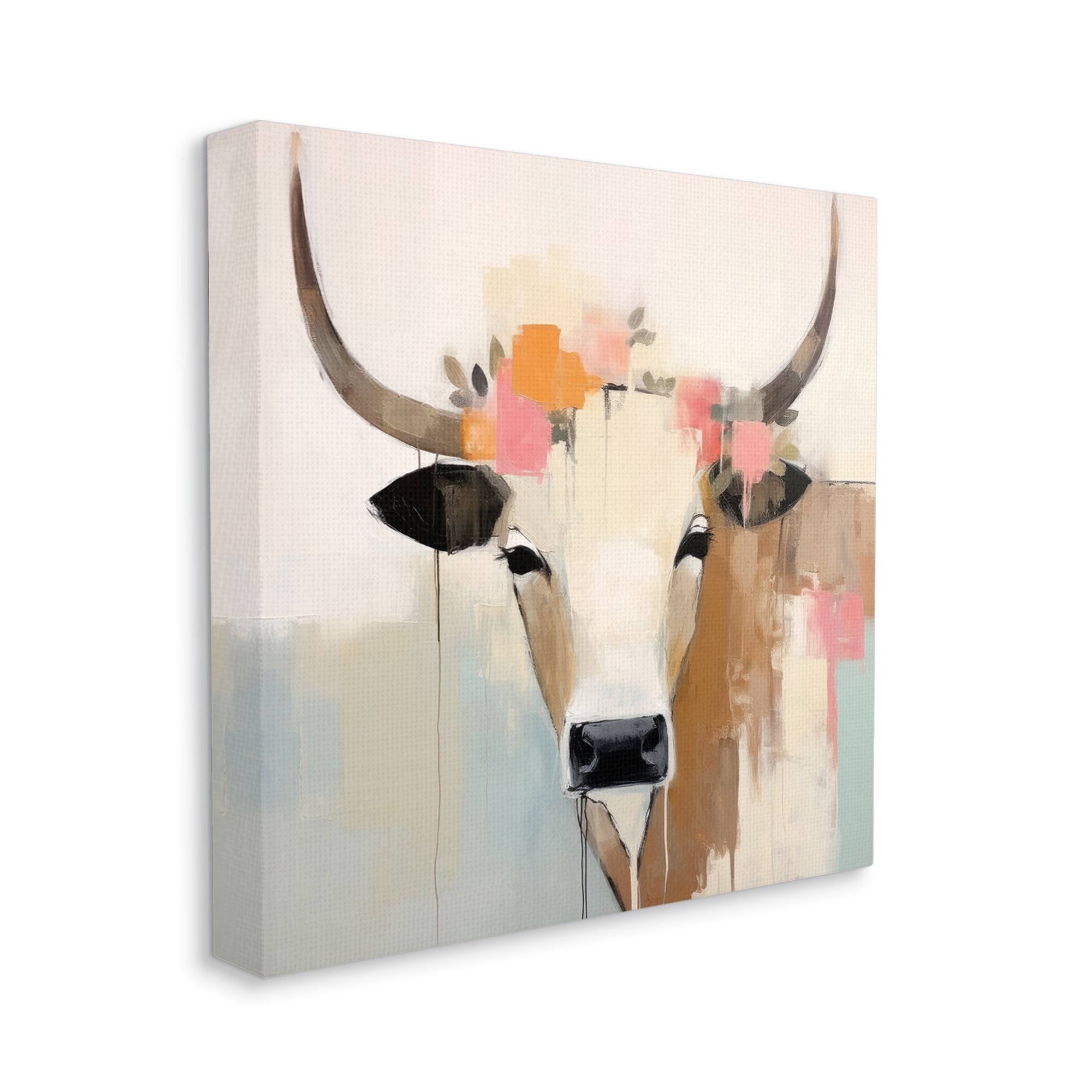 Stupell Industries Soft Cattle Abstraction Animals & Insects Painting Gallery Wrapped Canvas Art Print Wall Art, 36 x 36