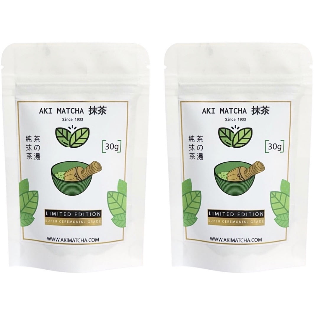 AKI MATCHA - Japanese Super Ceremonial Grade Matcha Green Tea Powder - Special Edition 30g (PACK OF 2)