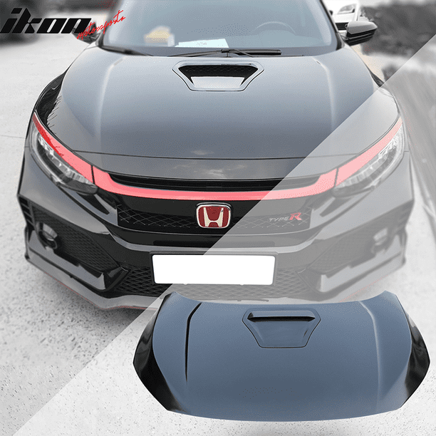 Ikon Motorsports Compatible With 16 20 Honda Civic 10th Gen Type R Style Steel Front Hood Unpainted Black Walmart Com Walmart Com