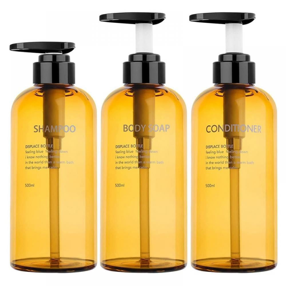 Refillable Pump Bottles for Shower, 17oz Dispenser Bottles for Liquid Body Soap Shampoo Conditioner Shower Gel Hotel Plastic Press Lotion Dispenser for Bathroom (3Pcs)