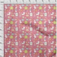 thumbnail image 3 of oneOone Cotton Poplin Medium Pink Fabric Floral|Rat & Cat Cartoon Sewing Craft Projects Fabric Prints By Yard 56 Inch Wide, 3 of 4