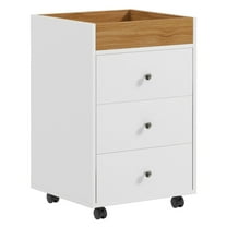 HOMCOM 3 Drawer Home Office Storage Cabinet Office Drawer on Wheels with Removable Tray Under Desk Printer Stand with Storage White