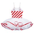 thumbnail image 4 of Aislor Girls Christmas Party Candy Cane Costume Striped Figure Skating Dance Tutu Dress with Santa Hat Red 10, 4 of 7
