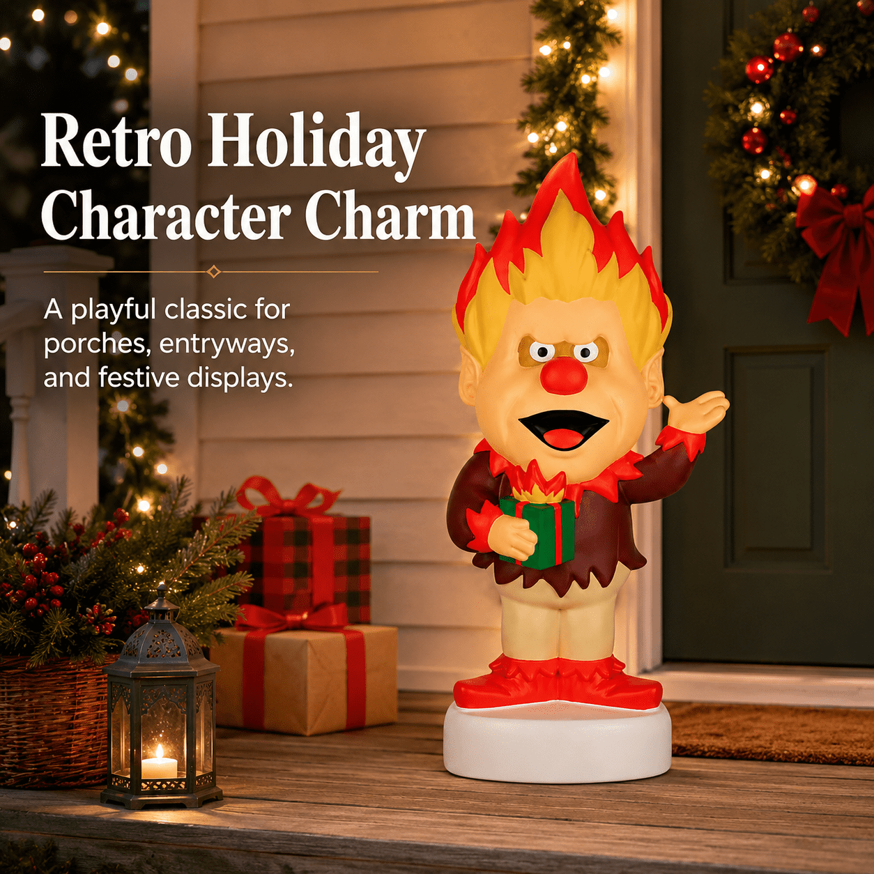 Heat Miser Blow Mold Christmas Decor, 30 cm Retro Holiday Figure for Outdoor Lawn, Porch, Yard and Christmas in July Display