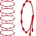 thumbnail image 1 of 6 Piezas Pulseras de Hilo de Verano brillar Pulsera Roja Ajustable de Cordón Rojo, 1 of 5