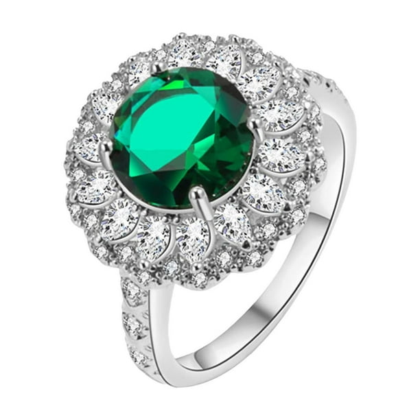 Las mujeres de imitación Maldivas Azul Verde Moissanite Anillo Estilo brillante y versátil Anillo