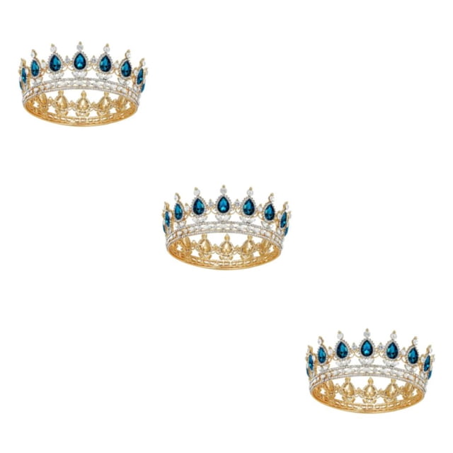 VONKY Alloy Exquisite Craft And Delicate Pattern Rhinestone For Wedding Or Bridal Electroplated Gold + lake blue 3Set