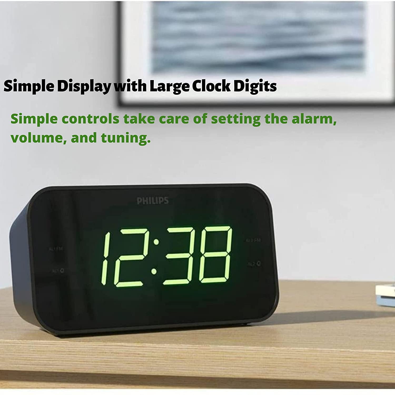 Reloj despertador dual blanco con radio FM y brillo de la pantalla  ajustable Philips