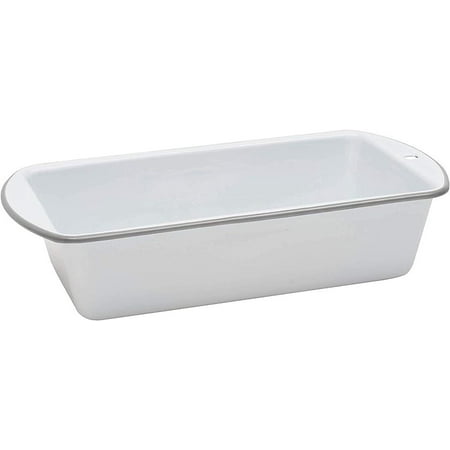 

Enamelware Loaf Pan 9 X 5.5 Inches Vintage White/Grey
