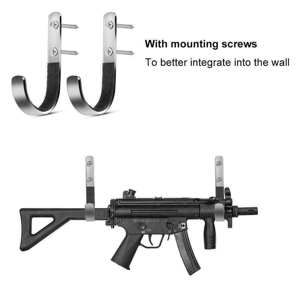 Gun Rack Shotgun Hooks Rifle Hangers Archery Bow Felt Lined Wall Mount Storage