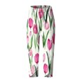 thumbnail image 4 of Loose Beach Ankle Pants for Women Floral Print Fashion 2025 Summer Casual Plus Size Capris Trousers with Tulip Hem, 4 of 5
