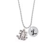 thumbnail image 2 of Delight Jewelry Silvertone Large Filigree Frog Silvertone Script Initial Disc - L - Charm Necklace, 20"+3", 2 of 4