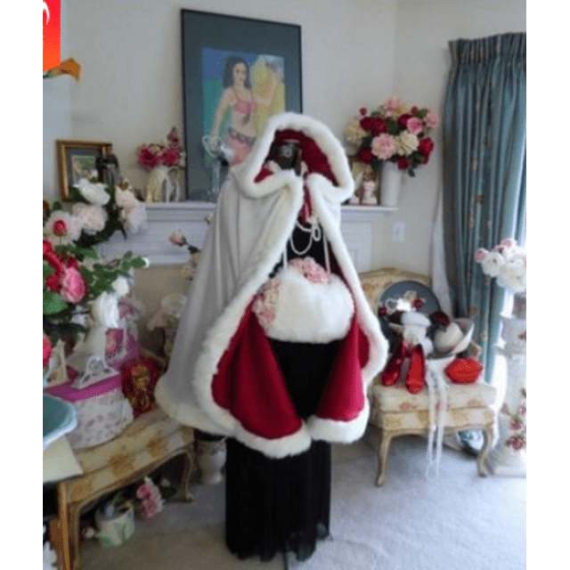 Cape de Cosplay de Noël en Velours Rouge Santa Claus Cape de Luxe Moelleuse