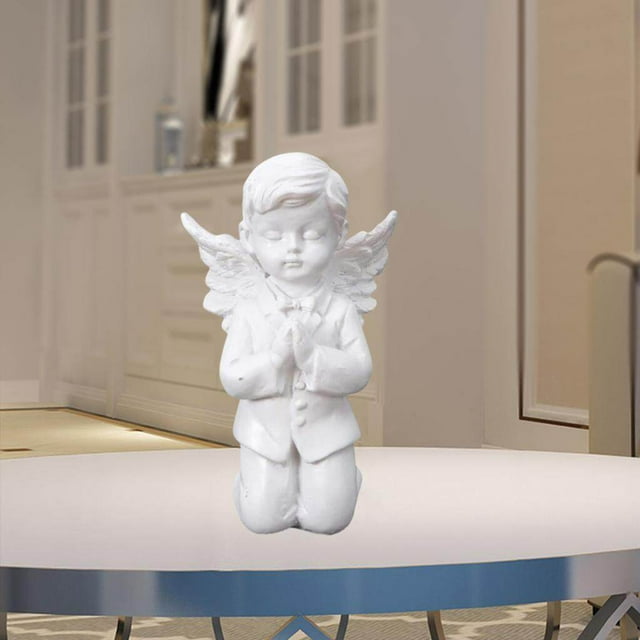 thinsony Resin White Angel Statue Desktop Decor Collection Window Props Christmas prayer boy
