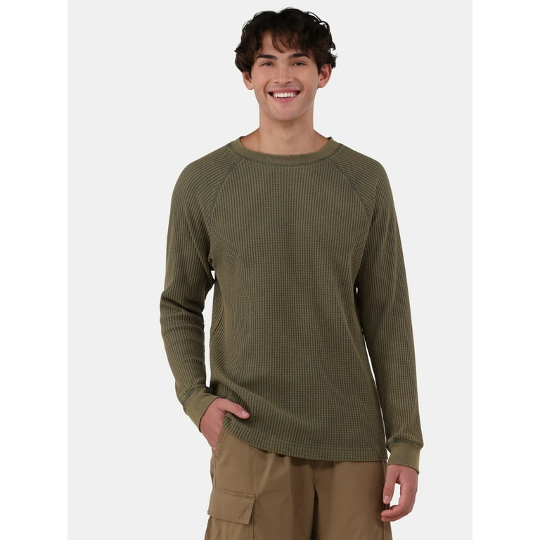 No Boundaries Men's & Big Men's Thermal Shirt with Raglan