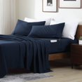 thumbnail image 4 of Swift Home Smart Sheets, Ultra Soft Brushed Microfiber 4-Piece Sheet Set, Fitted Bed Sheet with Side Storage Pockets – Navy, Queen, 4 of 4