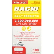 Bacid Probiotic with Bacillus Coagulans for Digestive Health, 100 Capsules