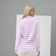 thumbnail image 5 of Women's Striped Long Sleeve T-Shirts Casual Crewneck Soft Stretchy Top Classic Fit for Daily Wear Lightweight Comfort Outfits ,Pink 2XL, 5 of 5