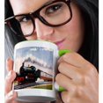 thumbnail image 2 of 3drose, Steam Train, 11oz Two-tone Green Mug, 2 of 6