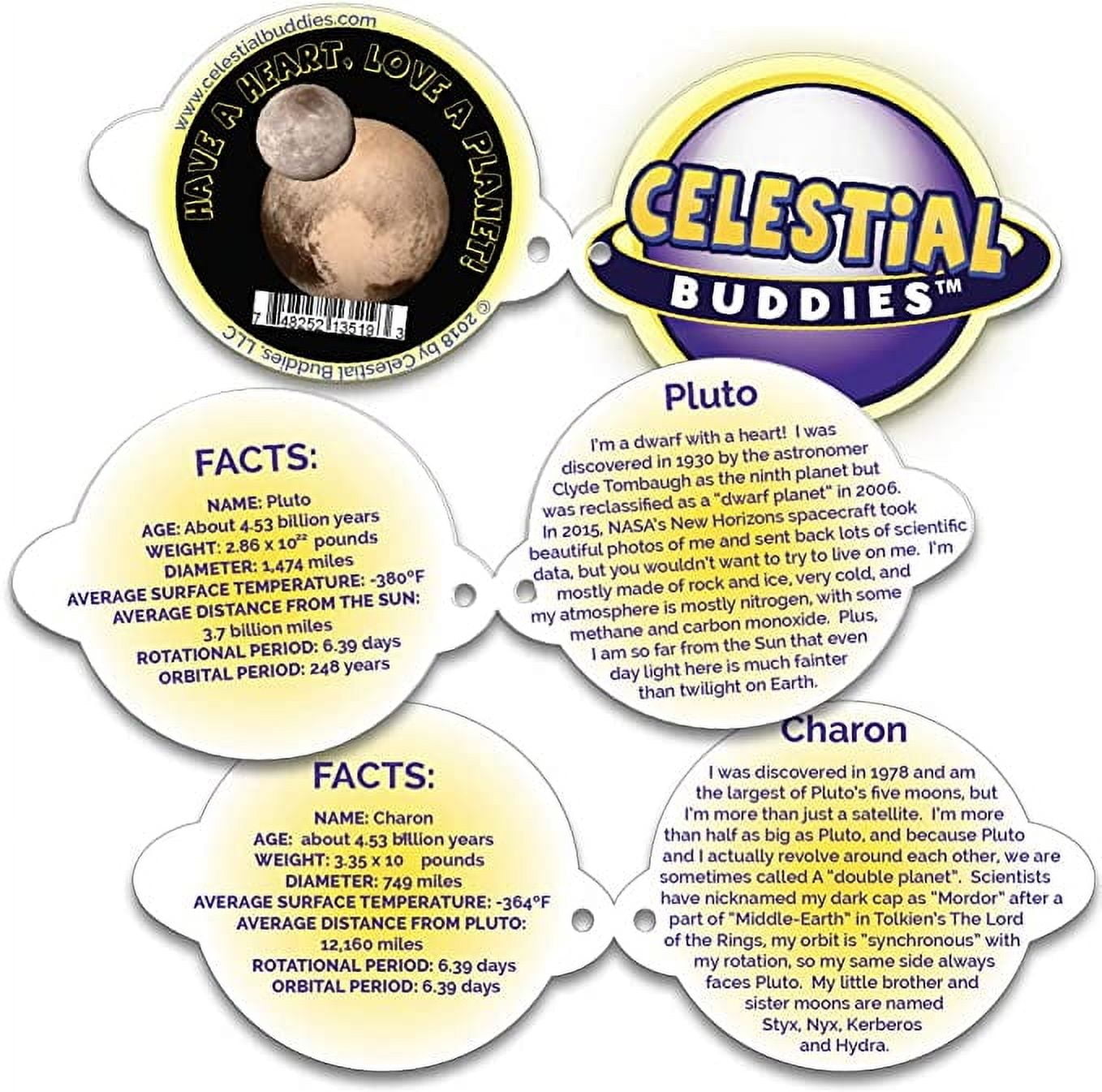Celestial Buddies Pluto and Charon Stuffed Planet Plushes Solar System Space Toy Age 0+