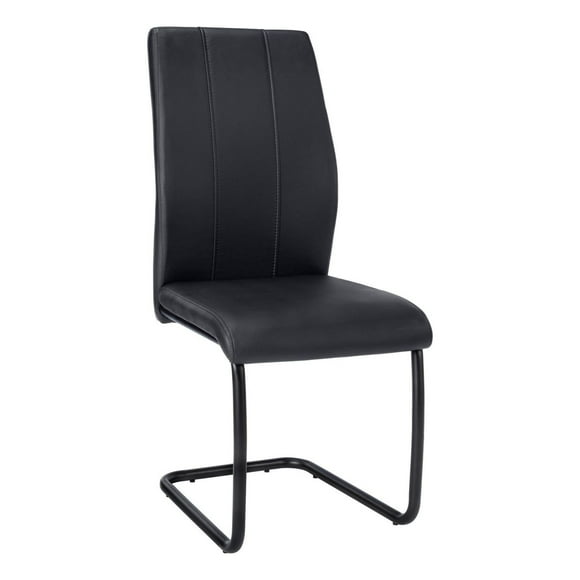 Monarch Specialties Dining Chair, Set Of 2, Side, Upholstered, Kitchen, Dining Room, Pu Leather Look, Metal, Black, Contemporary, Modern