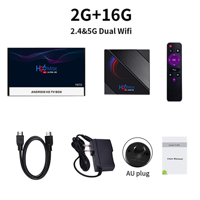 Receptor de televisión Quad Core TV Box 4k para Android 10.0 USB2.0 Media Player Set Top Box AU Plug 2G / 16G Scienceny EL000148-04B