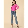 thumbnail image 2 of Top de Encaje Con Bordado de Flores y Mangas Largas Transparentes Allegra K Rosa Caliente XL, 2 of 6